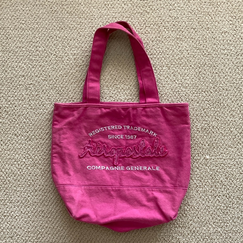 Aeropostale Shoulder Tote Bag Pink Embossed Like New Side Handbag Y2K Hot Pink